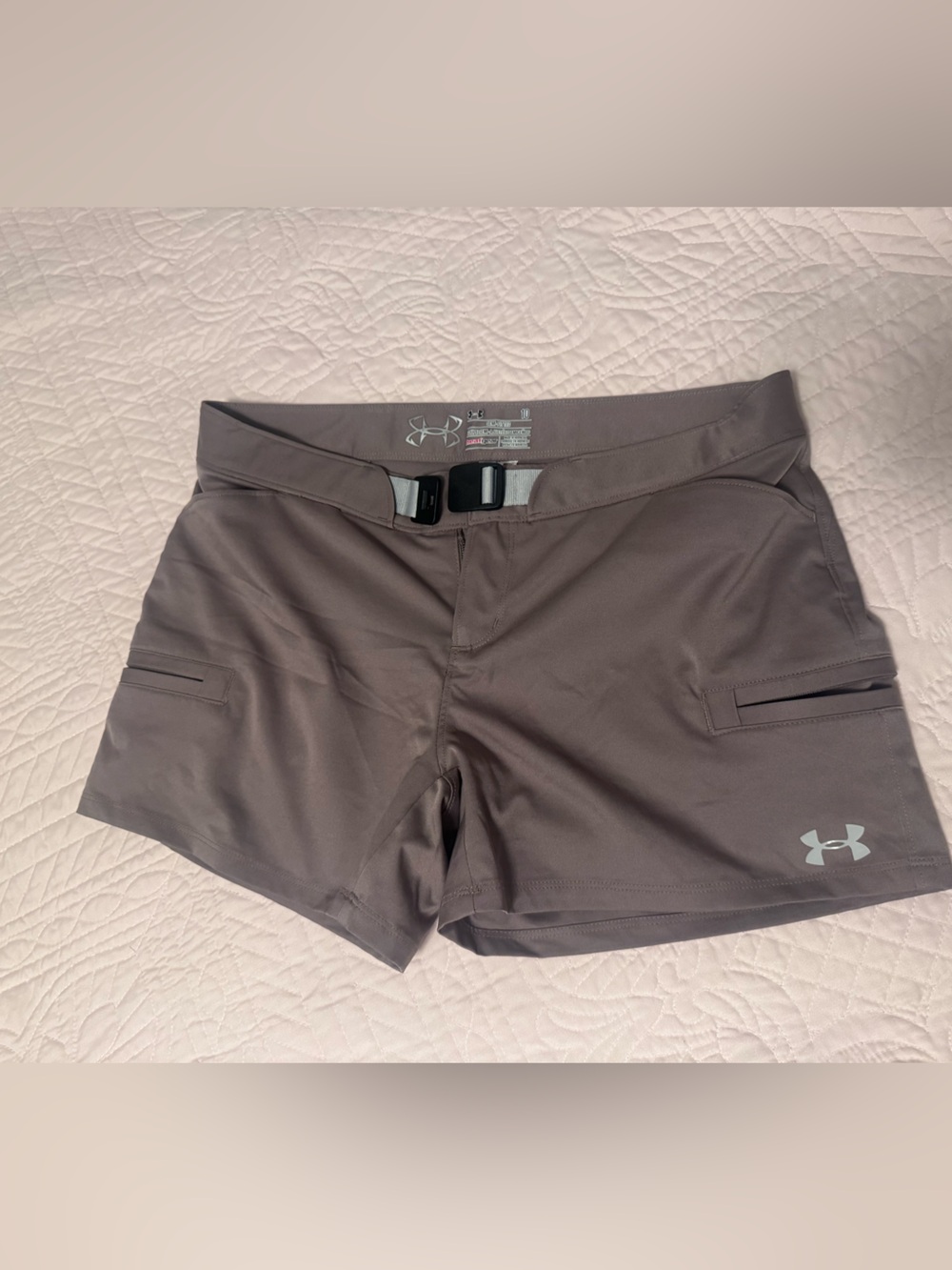 Under Armour Women's Gray Athletic Shorts with Adjustable Buckle